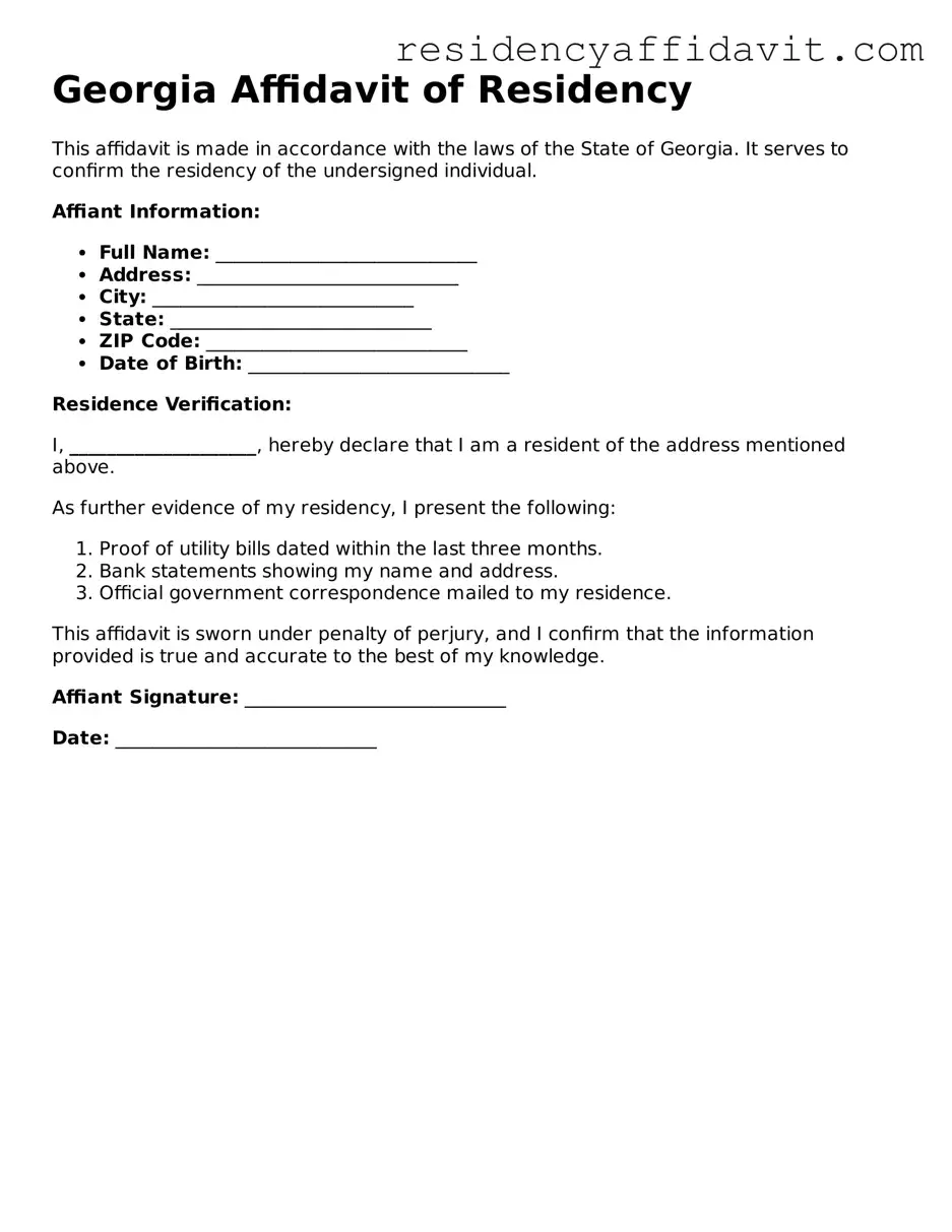 Attorney-Approved  Affidavit of Residency Document for Georgia